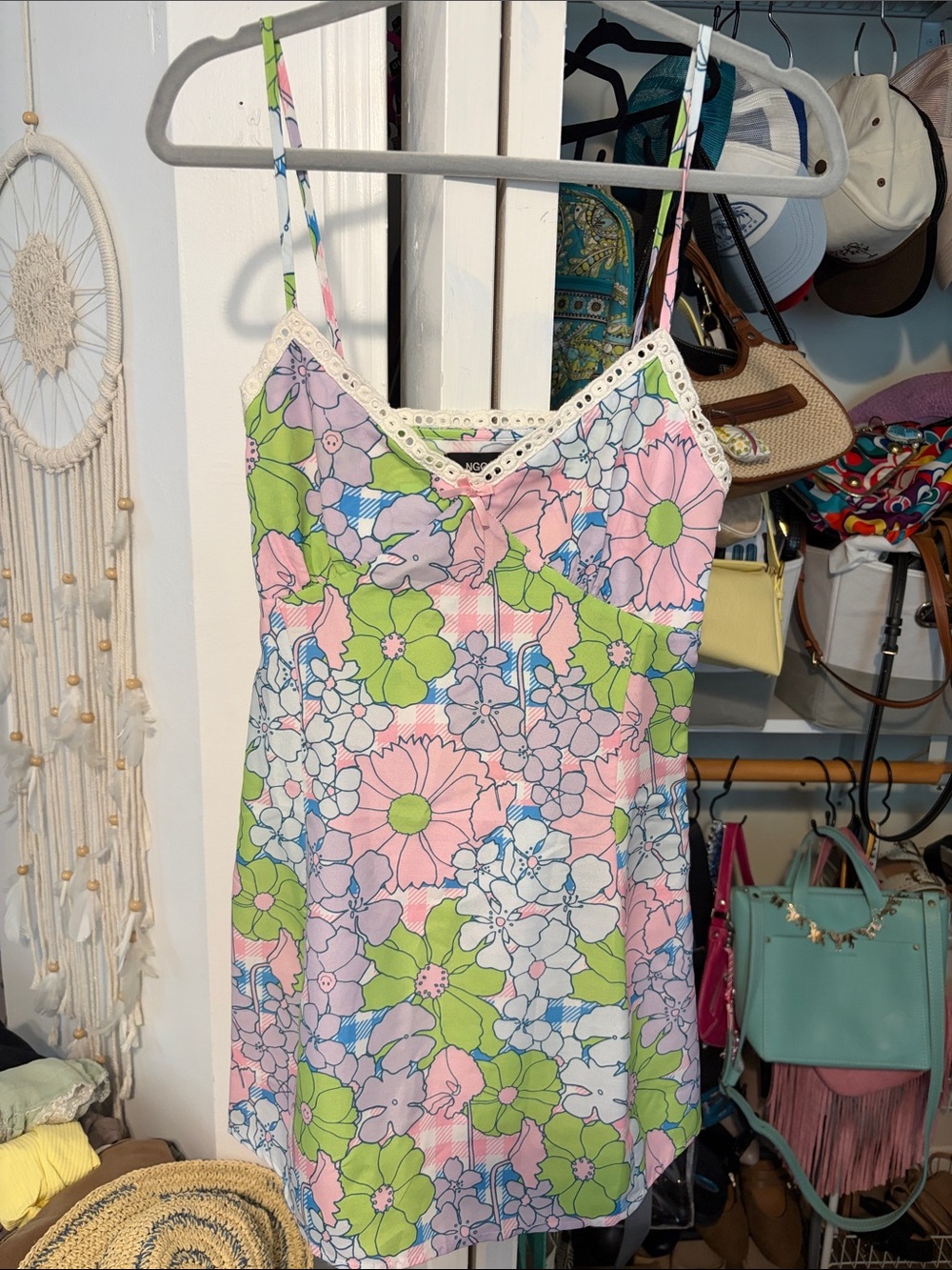 Y2K NGOrder Summertime Floral Lace-Trim Slip Dress in beautiful pastel colors